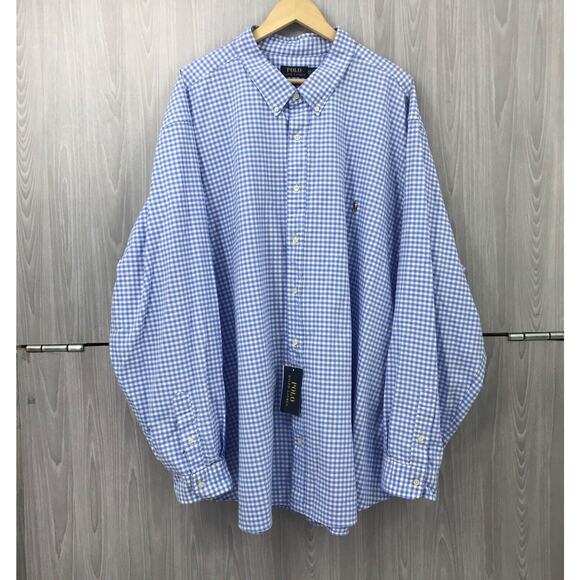 Polo Ralph Lauren‎ Shirt Blue White Gingham Check Oxford Button Down 5XB NWT - Picture 2 of 12